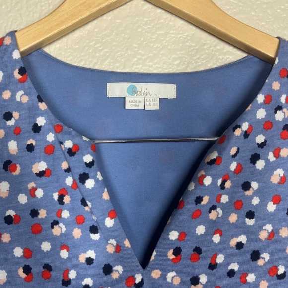 Boden Dress Emory Jersey Sheath Periwinkle Blue Polka Dot Women's Size 8R - Picture 7 of 7